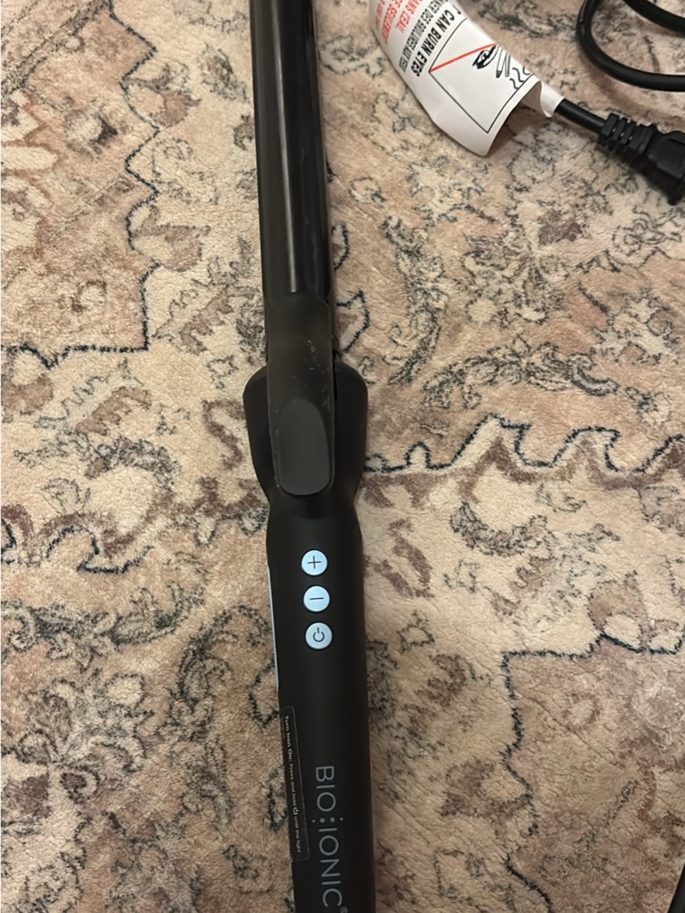 Bio Ionic Black Ceramic Curling Wand - Adjustable Heat